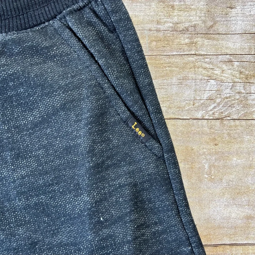 Lee Boys Knit Shorts Charcoal Gray‎ Marl Elastic Waist Lime Green Drawstring